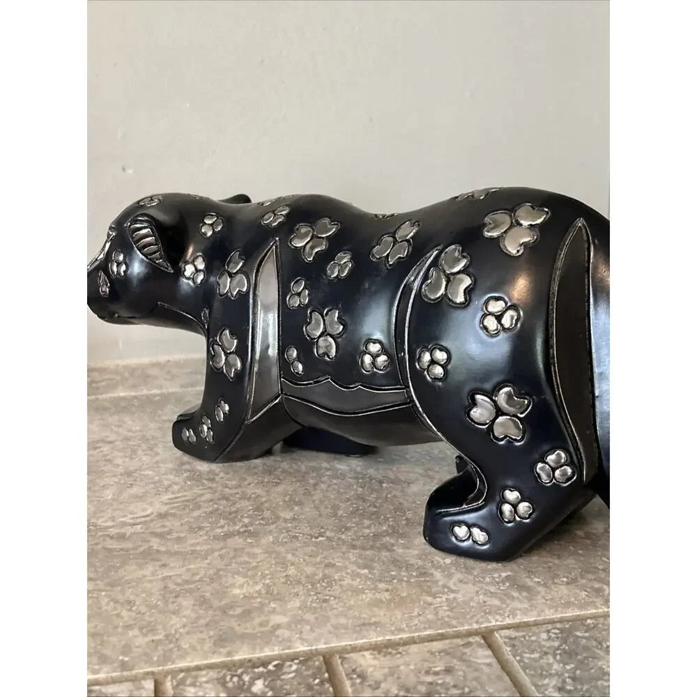 Artesania Rinconada Black Silver Large Crouching Panther Sculpture 11